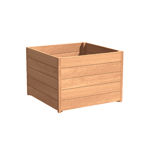 Ein rechteckiger Blumentrog aus Holz